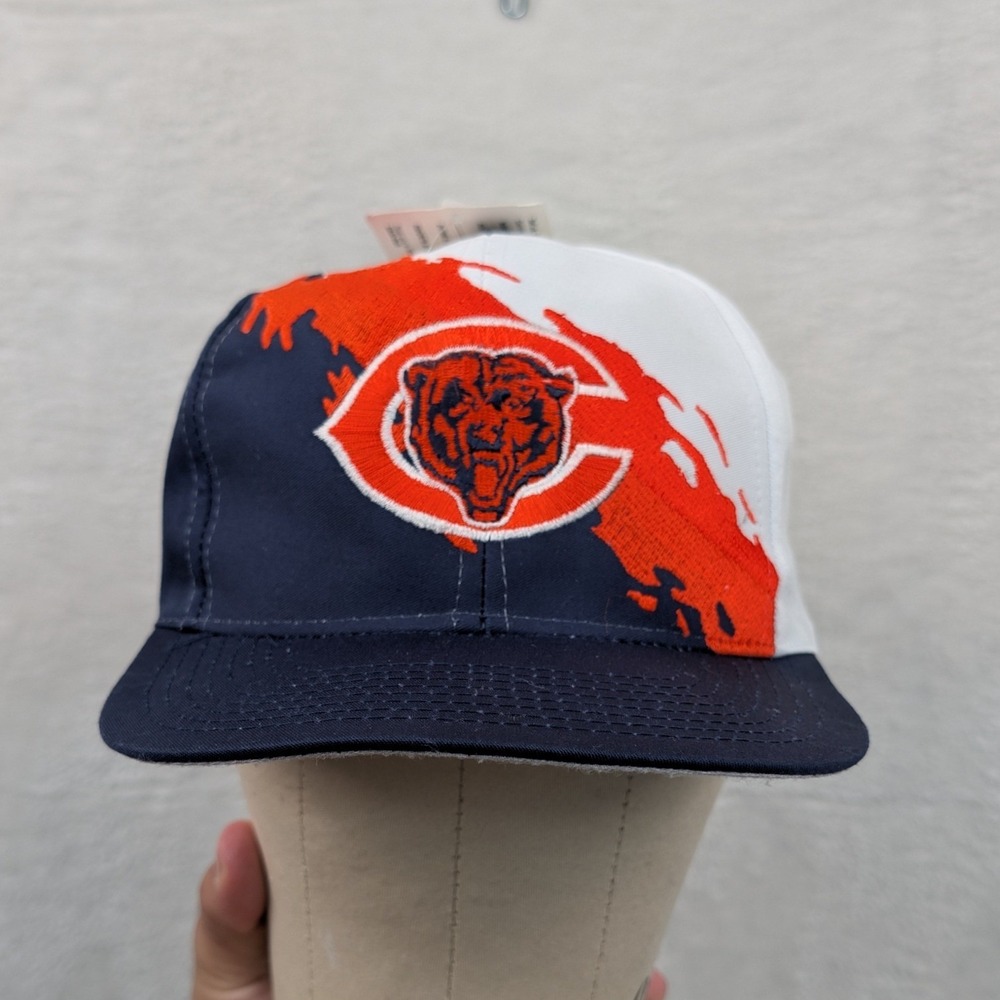 VTG NWT Chicago Bears Logo 7 Hat Mens OSFA Navy White NFL Splash Snapback 90s